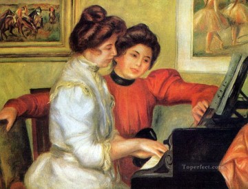 ピエール=オーギュスト・ルノワール Painting - ピアノを弾くイヴォンヌとクリスティーヌ・ルロル ピエール・オーギュスト・ルノワール
